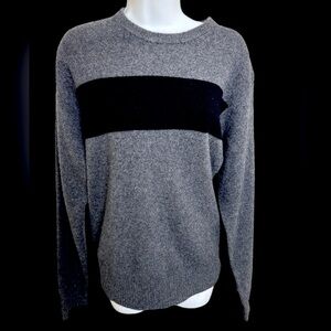100 percent Gray cashmere sweater with a large black stripe M